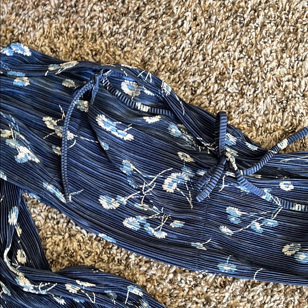 Blue Ruffled Off-the-Shoulder Blouse - Picture 6 of 10